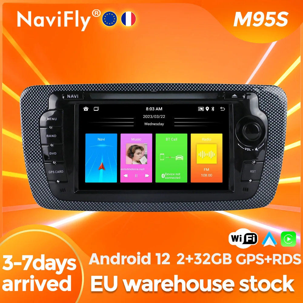 Navifly 7 android car radio for seat ibiza 6j 2009 2010 2011 2013