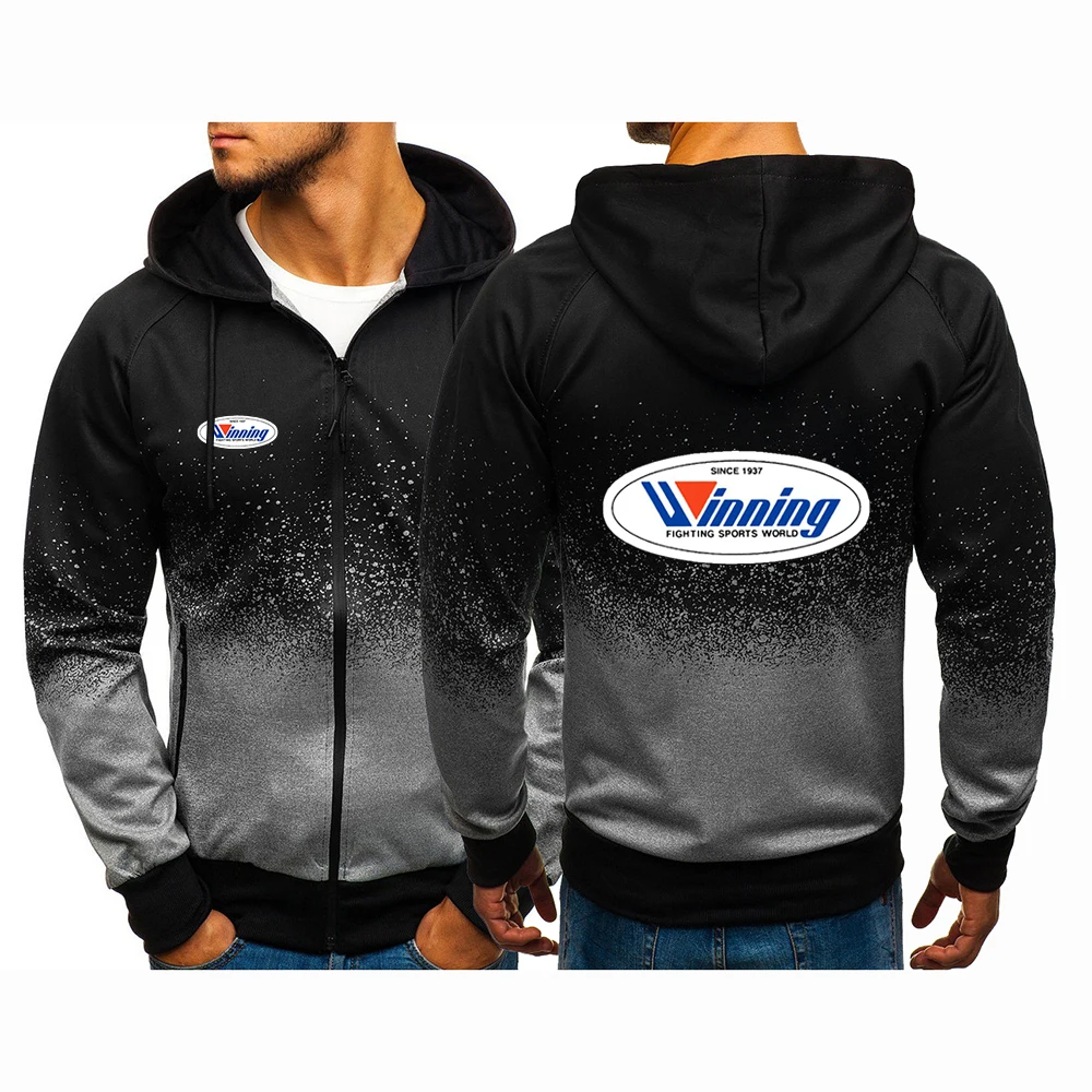 Cotton Gradient Color Mens Hoodie Zipper Pullover Sweatshirt