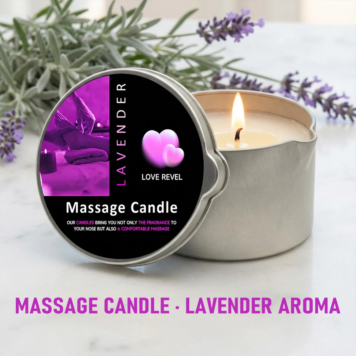 Lavender Aromatherapy Massage Candle - Moisturizing Soy Wax 2oz Gift for Relaxation & Home Ambiance