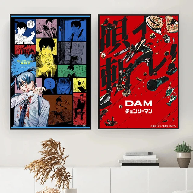 Homem Motosserra Anime Scroll Canvas Pintura, Denji Makima Aki Poder,  Decoração de Casa, Arte Pendurada, Decoração do quarto - AliExpress