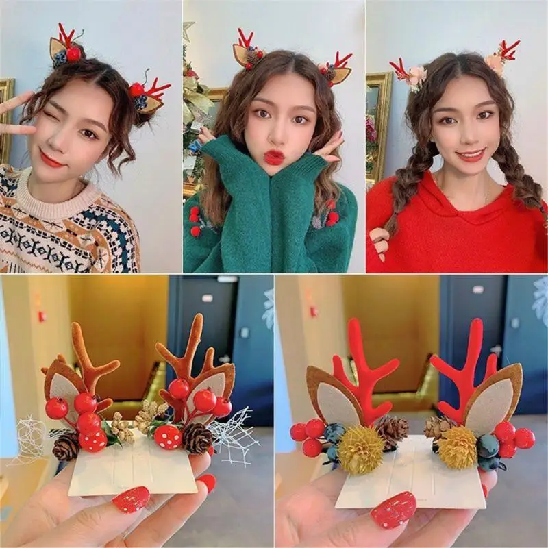 New Year Christmas Hair Pin Children Barrettes Bow Deer Santa Claus Kids Christmas Headwear Kids Hair Accessories