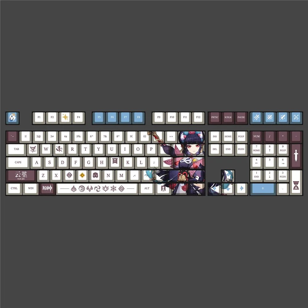 chaves genshin impacto tema keycaps pbt anime keycap teclado mecânico para cereja mx jogo teclado decoração presente