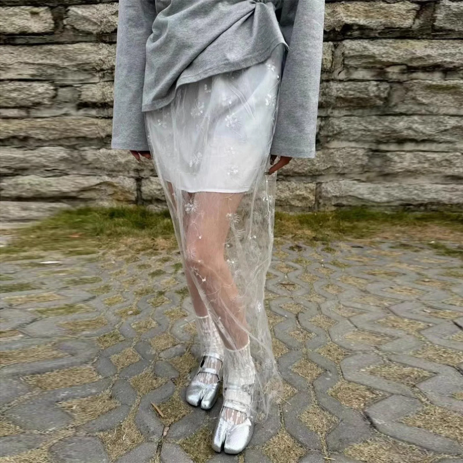

Instagram French A Line Skirt With Hollowed Out Design Versatile Long Skirt High Waisted And Slim Lace Mother of Bride Dresses
