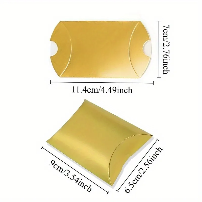 50/100PCS Gold Kissen Candy Boxen Kraft Papier Weihnachten Geschenk Verpackung Boxen Hochzeit Gefälligkeiten Geburtstag Party Dekorationen neue Jahr – Detail 1