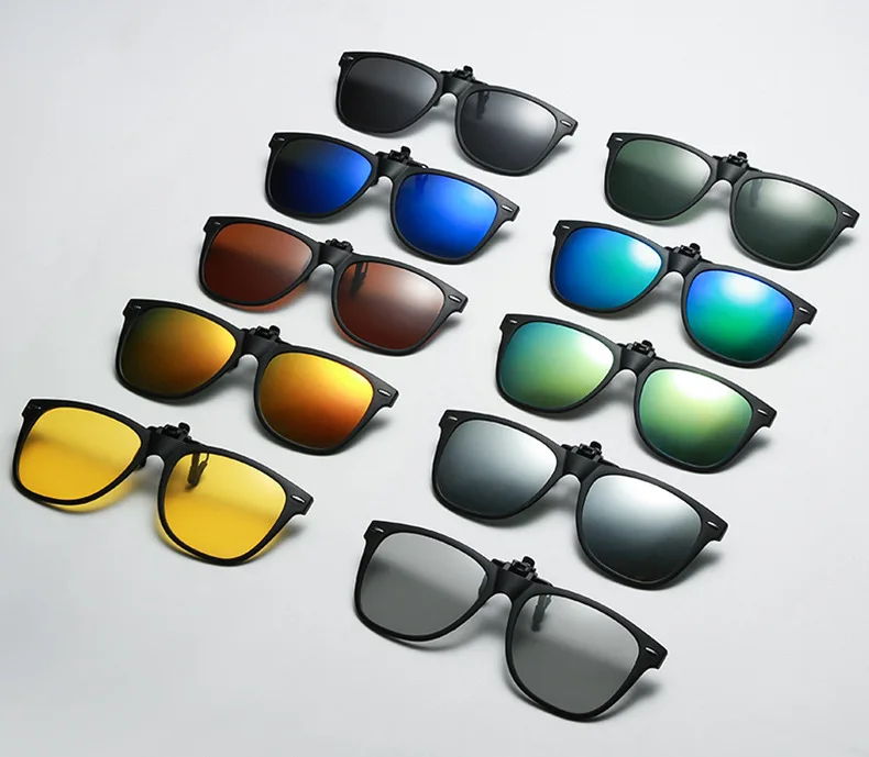 New TR90 Polarized Flip Up Clip on Sunglasses Men Women Photochromic Sunglasses Night Vision Anti Glare Driving Fishing_voghion.com