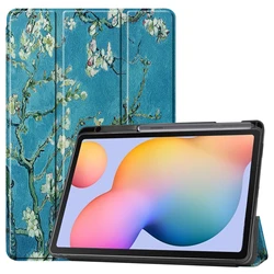 Premium Tri - Folding Magnetic Tablet Case with Pen Slot and TPU Leather Finish for S6Lite 10.4 SM - P615 (XH)