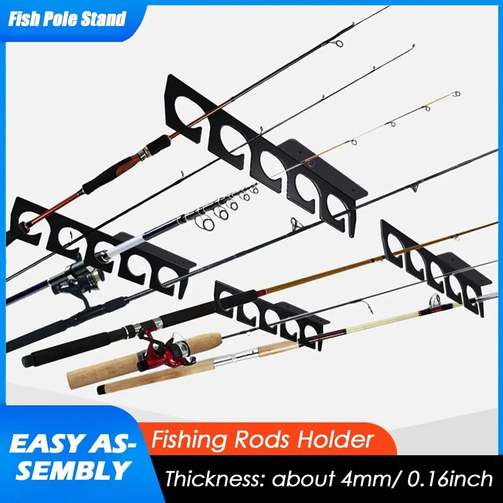 

Fishing Rods Storage Wall Bracket Practical Tool Fishing Pole Rack for 5 Rods Hard Plastic Holder