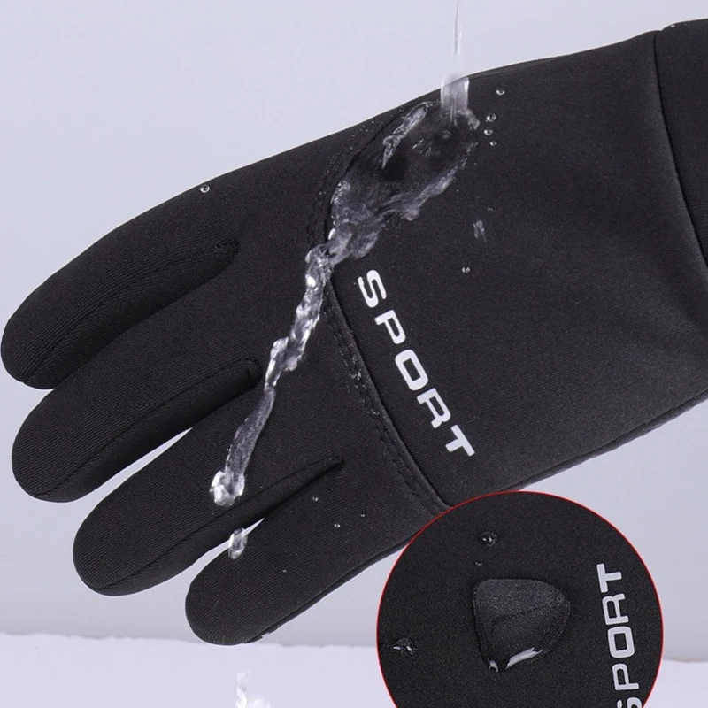 Men Winter Waterproof Cycling Gloves Outdoor Sports Ski Running Motorcycle Touch Screen Fleece Gloves Non-Slip Warm Full Fingers 5