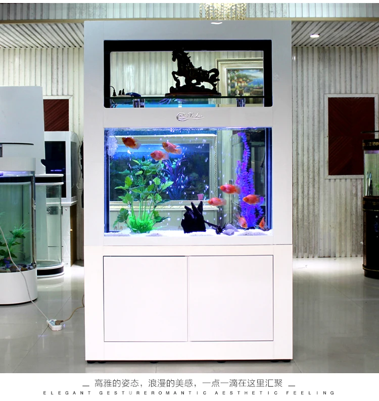 

Creative glass living room, medium-sized large partition screen, bottom filter, rectangular fish tank for household use