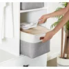 Three Large Linen Storage Baskets with Handles, Which Are Durable and Easy-to-clean Fabric Storage Baskets. 4