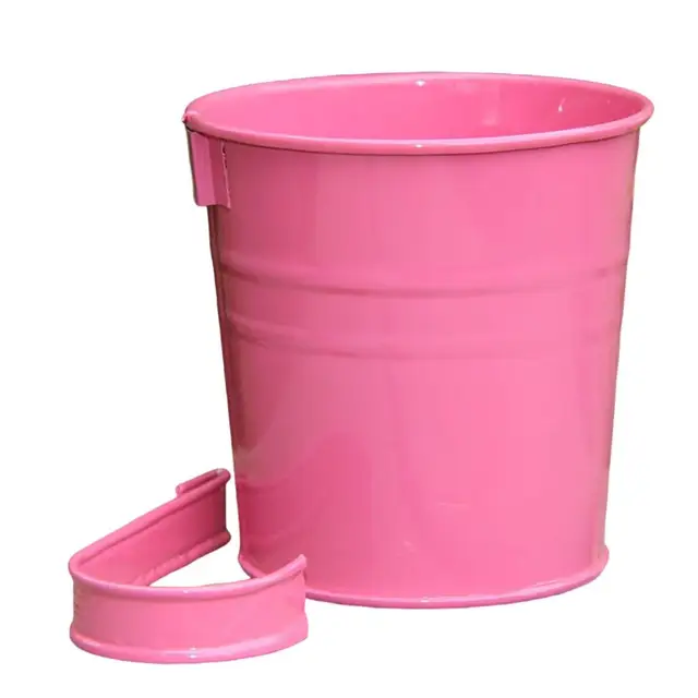 Virágcserép Leszerelhető Fém Vas Virág Kosár Vödör Alakú Falfüggő Ültetvényes Horog Otthoni Dekorációval - Image 5