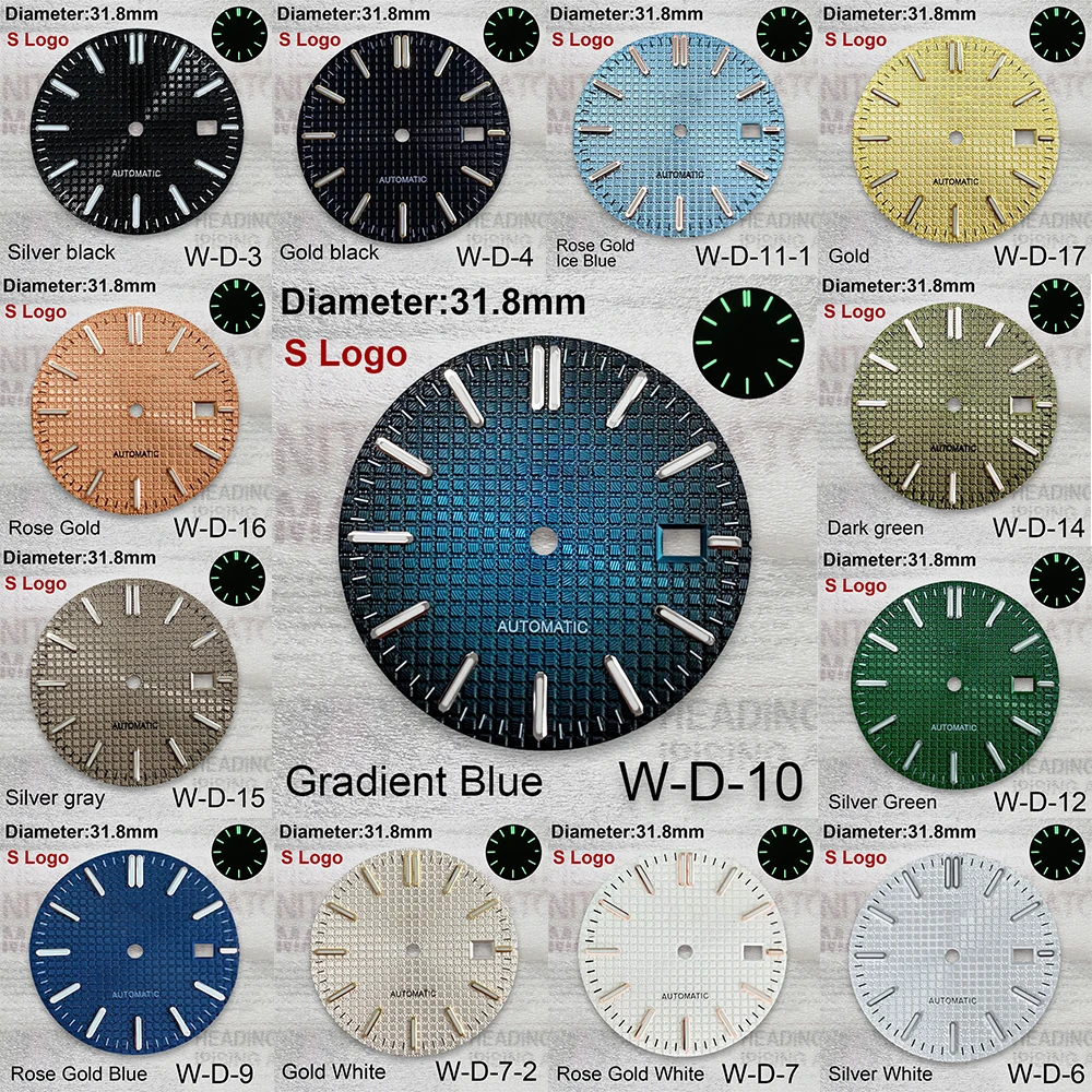 

31.8mm S Logo AP Dial Suitable For NH35/NH35A Automatic Movement Green Luminous Watch Modification Accessories