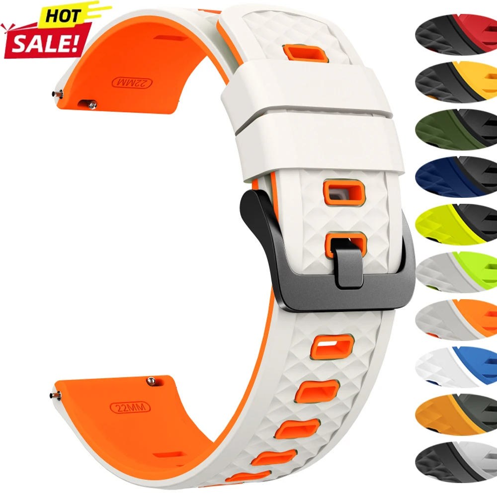 Silicone Sport Watch Bracelet - 22mm, 45mm, and 47mm Bands