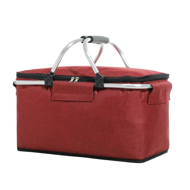 Lunch Cooler Bag Cooler Bag Insulated Foil Bag Super Large Outdoor Picnic Basket Cooler Case Box Thermal Insulated Bag Collapsible Foldable Aluminum Frame Waterproof Foil