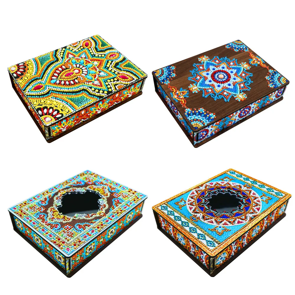 

New diamond painting storage box exquisite mosaic special-shaped diamond jewelry box assembled mandala pattern storage box