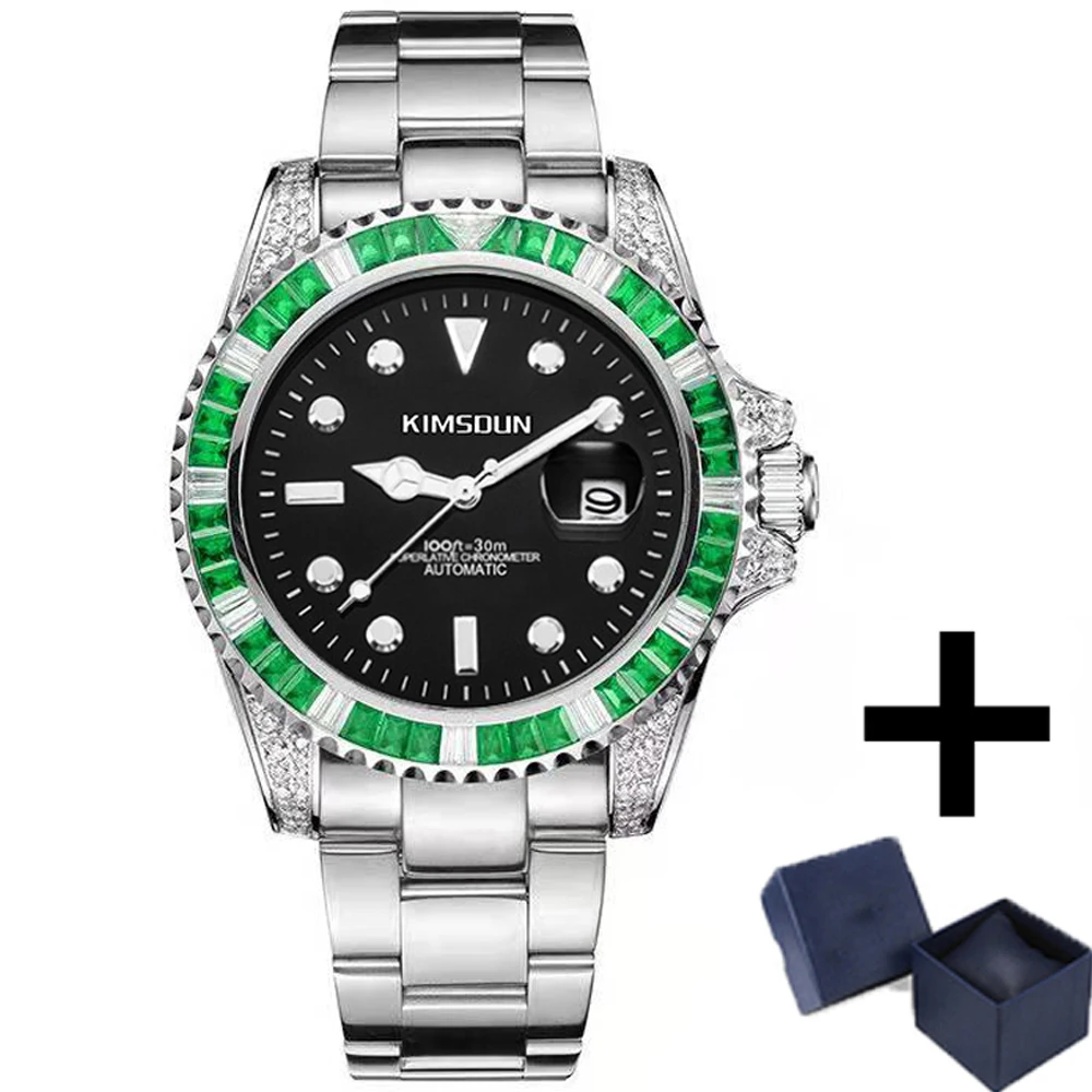 Top New Men Watches Luxury Designed Diamond Automatic Mechanical Watch Magnifier Date Full Stainless Steel Sport AAA Clocks 2022
