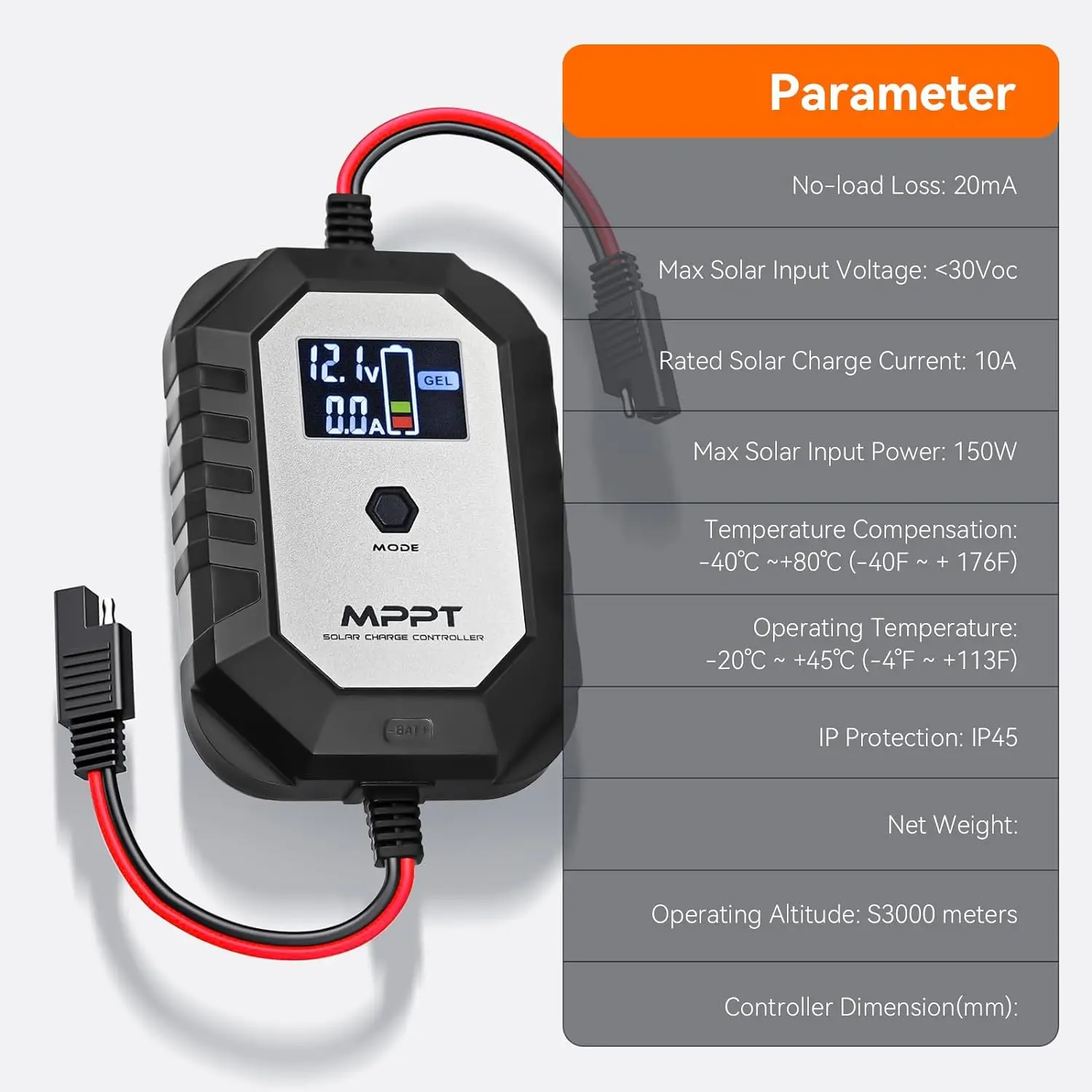 Small 10A MPPT Solar Charge Controller with LCD Display Solar Regulator for 12V