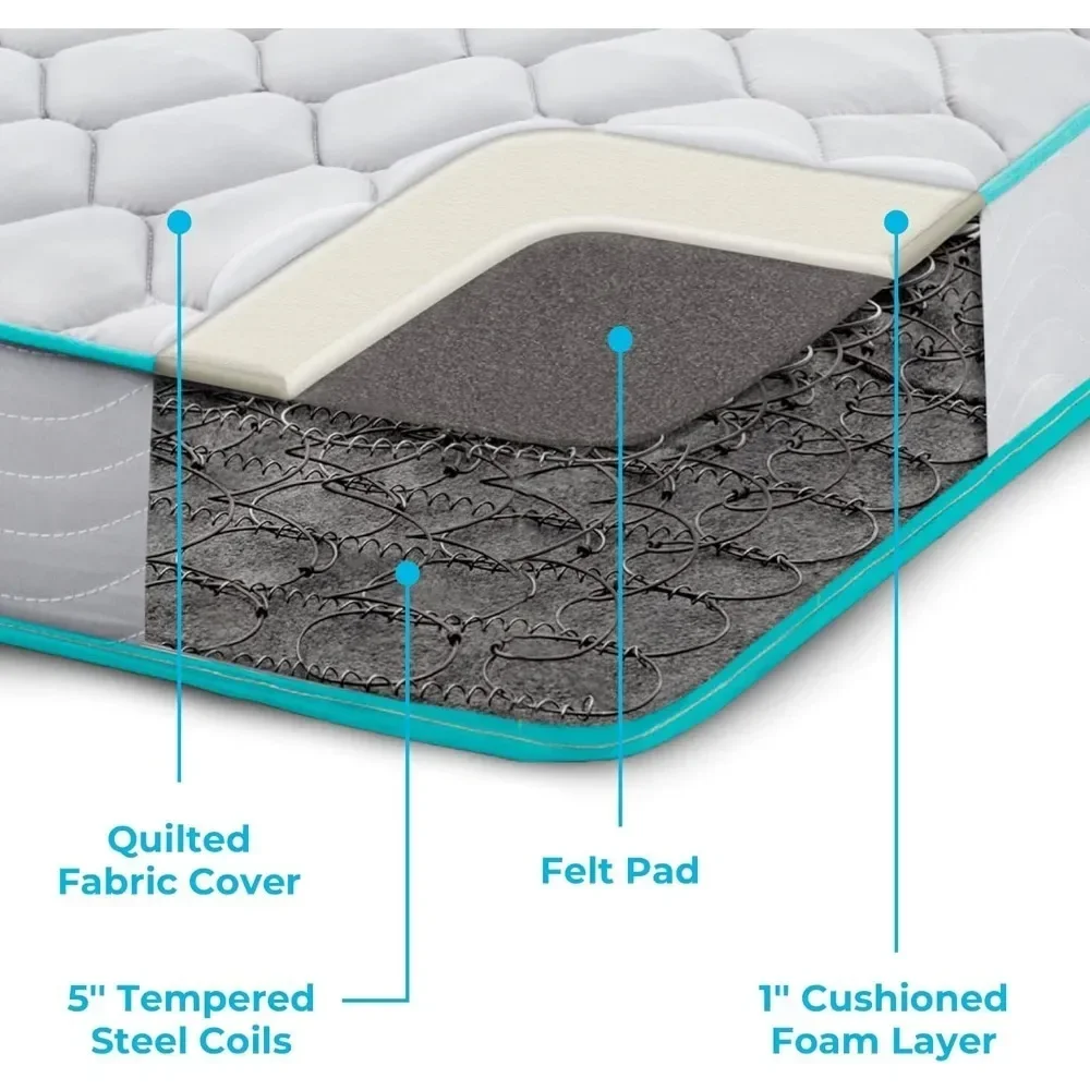 Mattress - 6 Inches, Bonnell Springs with Foam Layer, Teen or Children's Bed, Durable, Breathable Support, Boxed Mattress 4