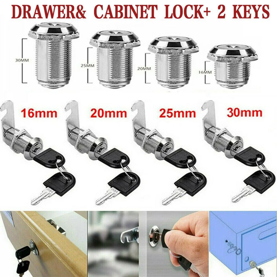 Cam Lock Desk Drawer Lock 16MM + 2 Keys 