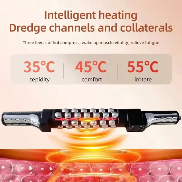 360 Rotating Inner Ball Relaxed Red Light Heated Massage Device Muscle Relaxation Massage Roller For Whole Body Anti Cellulite 4