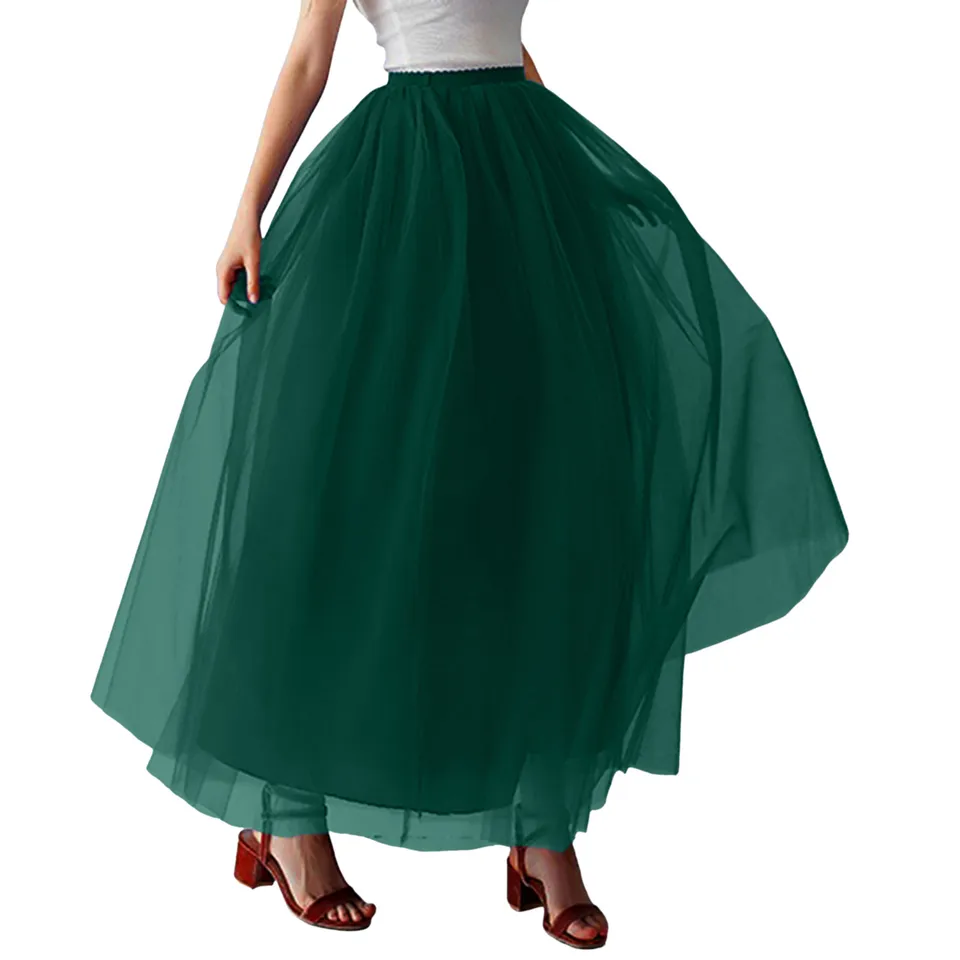 Women Casual High Waist Mesh Tutu Skirt