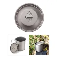 Ultralight Titanium Alloy Mug Lid Camping Water Cup Cover Foldable Handle 1