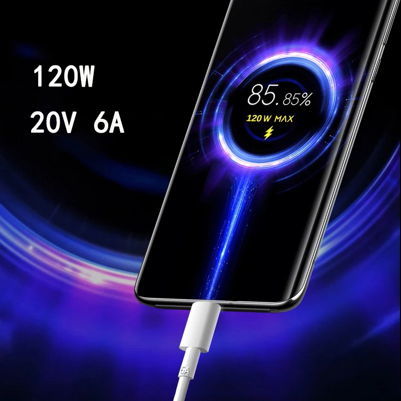 Фото 120W 67W 55W Turbo Charger Type C Cable Для XIAOMI 12S Ultra 12 Pro 10S MIX4 Redmi Note 11 Pro + K50 Black Shark 4S POCO №4