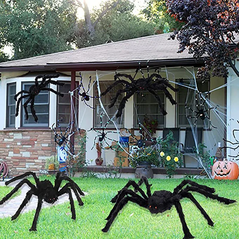 90cm/125/150/200cm Big Halloween Giant Black Plush Spider ...