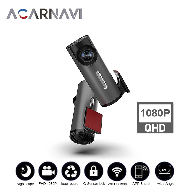 

Acarnavi Автомобильный видеорегистратор F5 1080P HD ночное видение 1S видеорегистратор 150 ° FOV камера рекордер WiFi видеорегистратор QHD APP управление