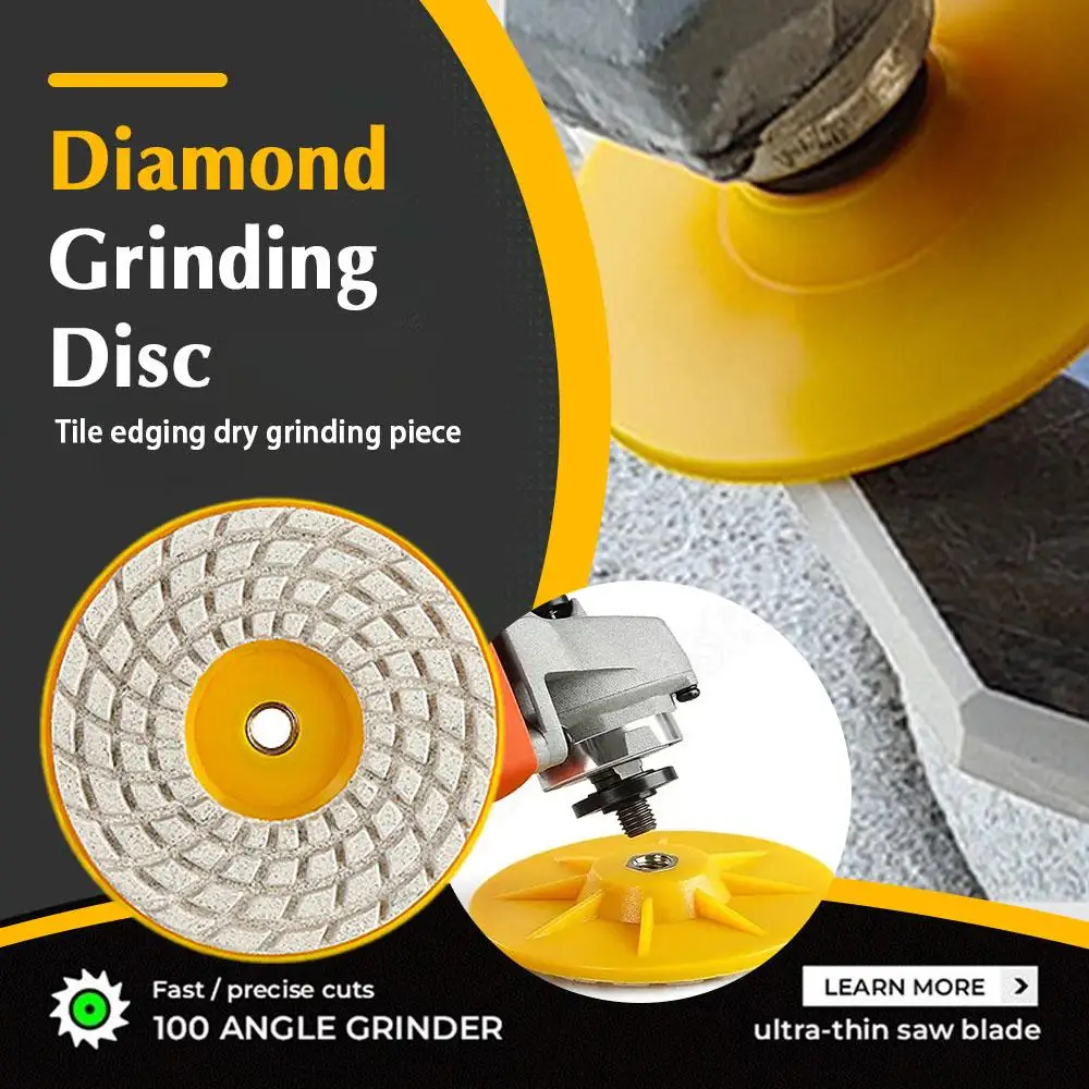 

Diamond Grinding Disc 100mm Tile Trimming Dry Grinding Stone Plate Edge Slate Polishing Marble Chamfer Glass Grinding P6E1