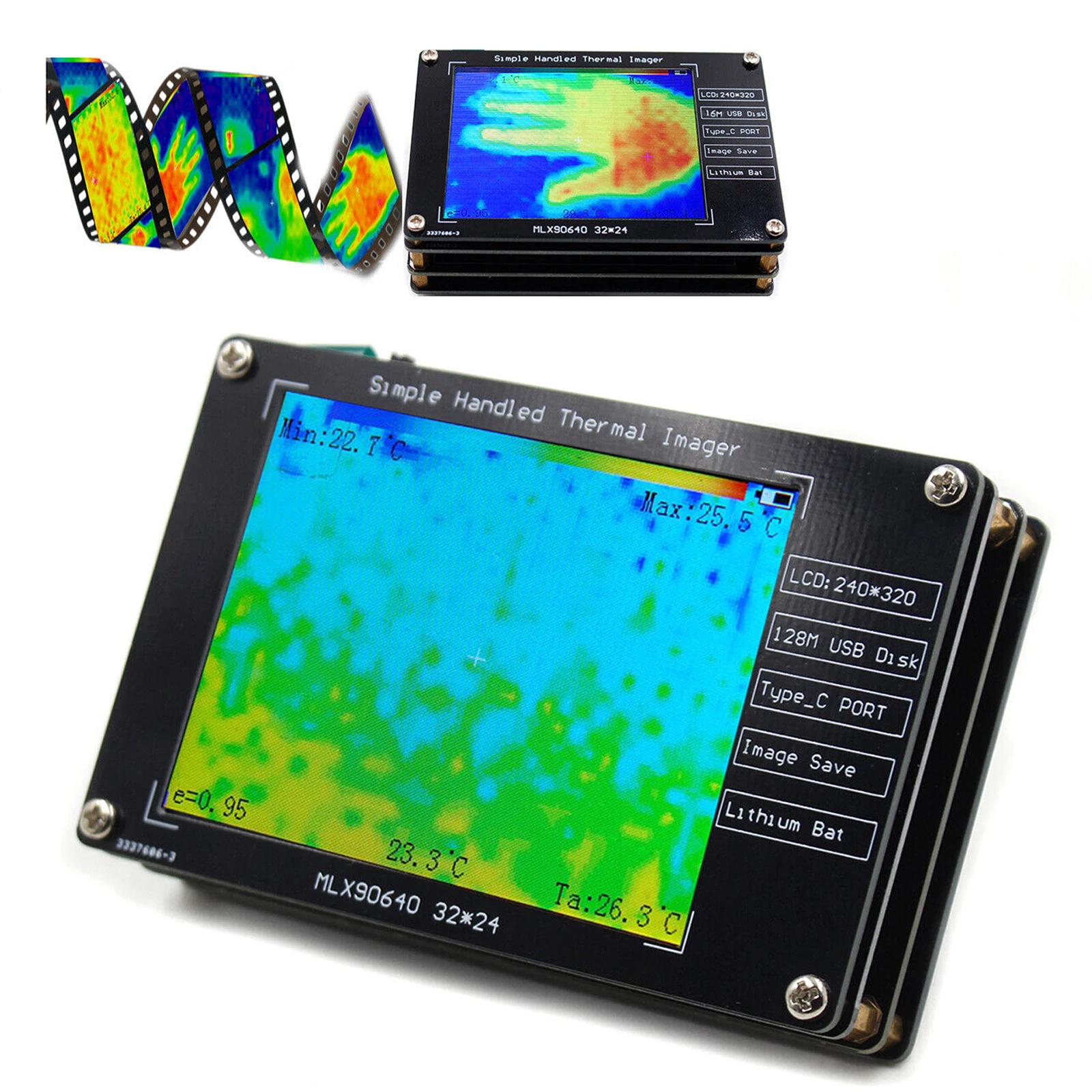 

Mlx90640 Infrared Thermal Imager Camera For Electronics Repairs JP USB Type-C 5V/1A Temperature Humidity Instruments