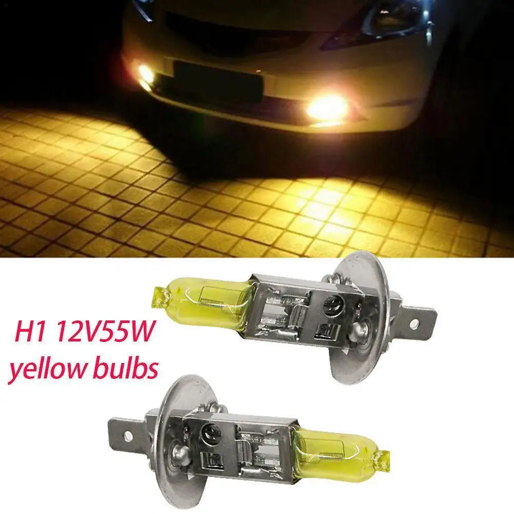 

1pc H1 12V 55W Yellow Light Bulbs Auto Halogen Bulbs 3000K Quartz Glass Xenon Car HeadLight Auto Lamp Accessories