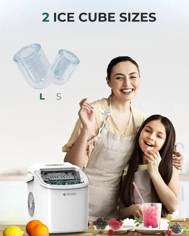 ecozy Ice Maker, Portable Ice Maker, 26lb, 9 Cubes in 6Min, Self-Cleaning, Kitchen Utensils