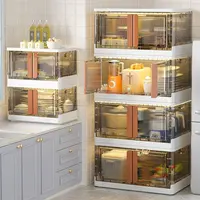 Modern Plastic Kitchen Cabinets Floor-to-ceiling Flip Storage Cabinet Home Multi-function Pot Cabinets Bedroom Storage Furniture 2