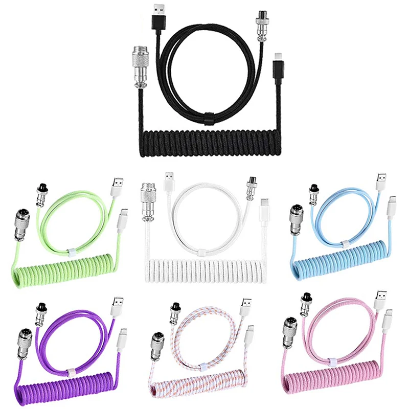 USB Type C Mechanical Keyboard Coiled Cable USB Mechanical Keyboar Coiled Cable Aviator Desktop Computer Aviation Connector Cord