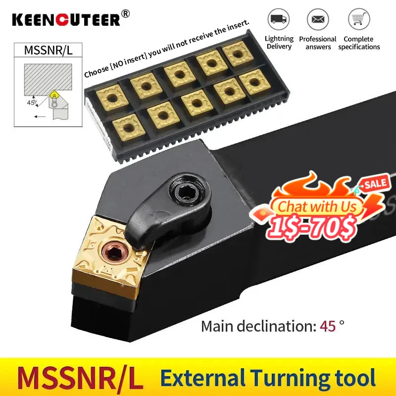 1 PC MSSNR1616H12 MSSNR2020K12 MSSNR2525M12 ผู้ถือเครื่องมือหมุนภายนอก SNMG คาร์ไบด์แทรก MSSNR เครื่องกลึงโลหะชุดเครื่องมือ 1