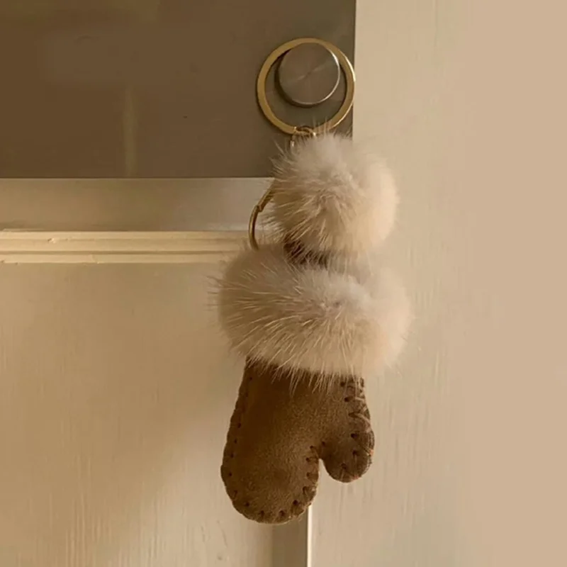 New Fashion Fur Plush Mini Glove Pendant Jewelry Bag Decoration Small Gloves Keychain Hanging Charm Accessories