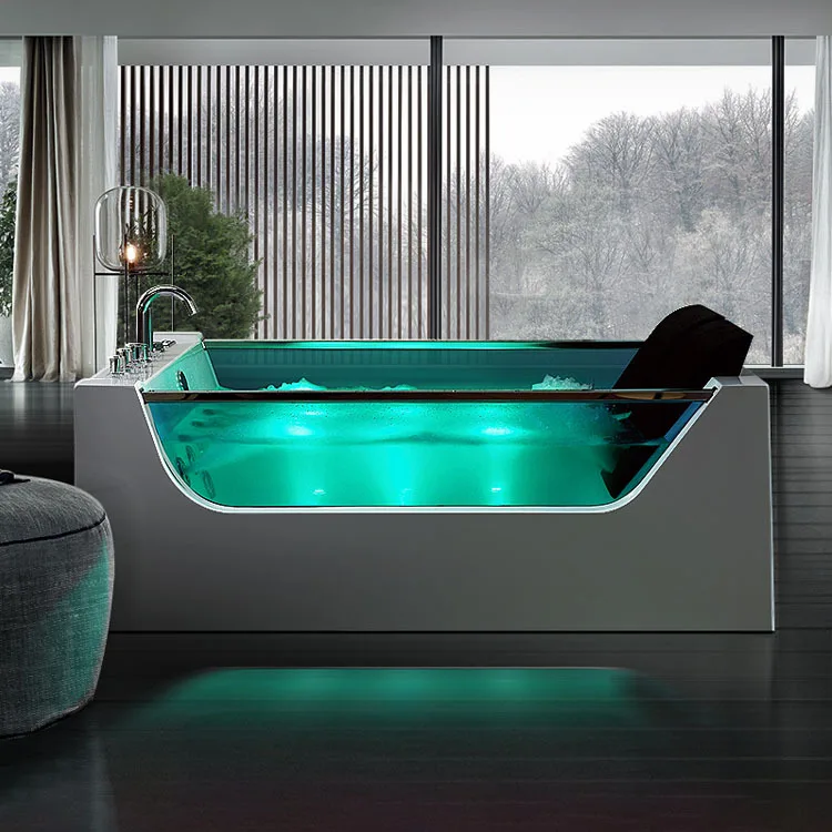 Modern Acrylic Massage Multi Functional Glass Jacuzi Whirlpools Bathtubs And Bathroom Spa Bath Tub Balboa Led Light Double 4