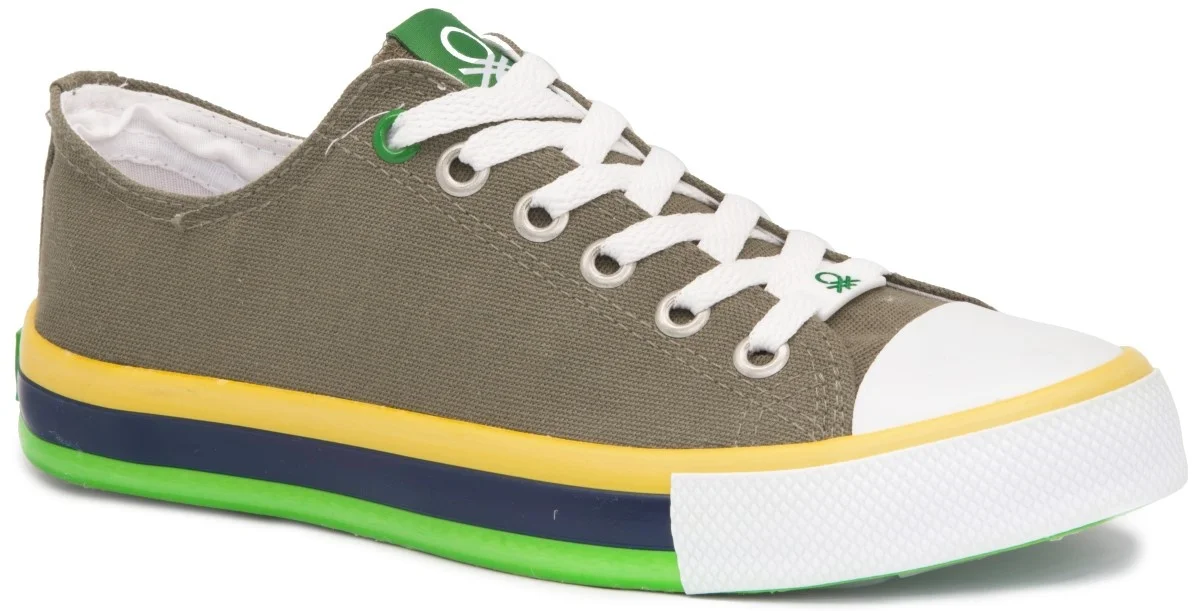 

United Colors Of Benetton 30191 Khaki 2022 Summer Season Male Shoes Linen Colorful Sneakers Tied Casual Hiking Breathable Flexible Street