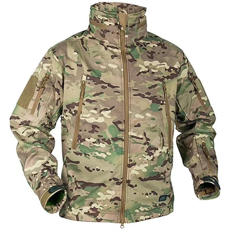 Camouflage Airsoft Jacket Men Hunting Tactical Fleece Coats Winter Waterproof Softshell Windbreaker Jacket Hunt Clothing