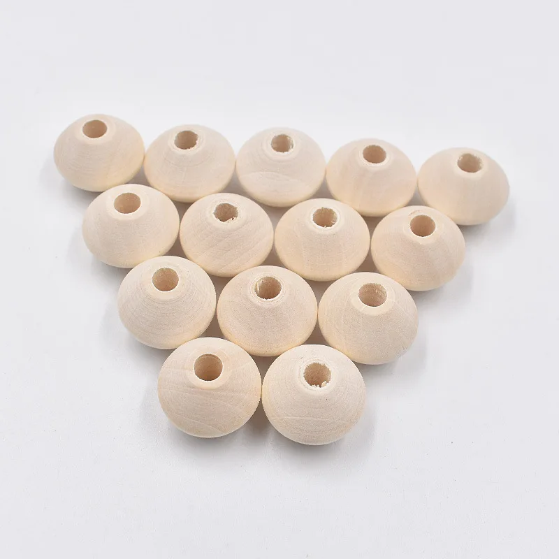 20mm 20Pcs/Pack Idyllic Style Natural Color Abacus Round Openwork Hemu Wood Loose Beads Handicraft Ornament Accessories 20pcs set natural