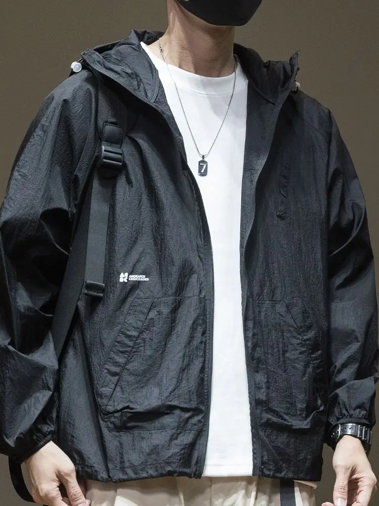 Long Sleeve Hooded Jacket Men Sweatshirt Summer Sun Protection Coat Thin Streetwear Quick Dry Outdoor Fishing Casual Jacket New