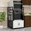 Multi-layer Wooden Kitchen Cabinets Modern Kitchen Furniture Home Floor-standing Iron Art Rack Electrical Storage Cabinet Z 1