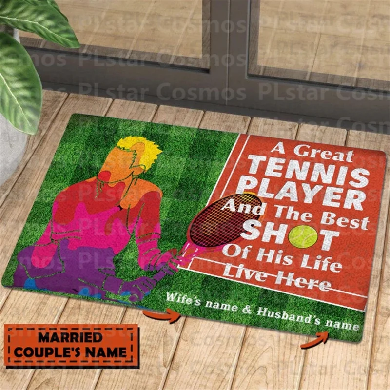 

Personalized Welcome Mat A Great Tennis Player Custom Name Doormat, Welcome Mat, Housewarming Gift, Front door Décor