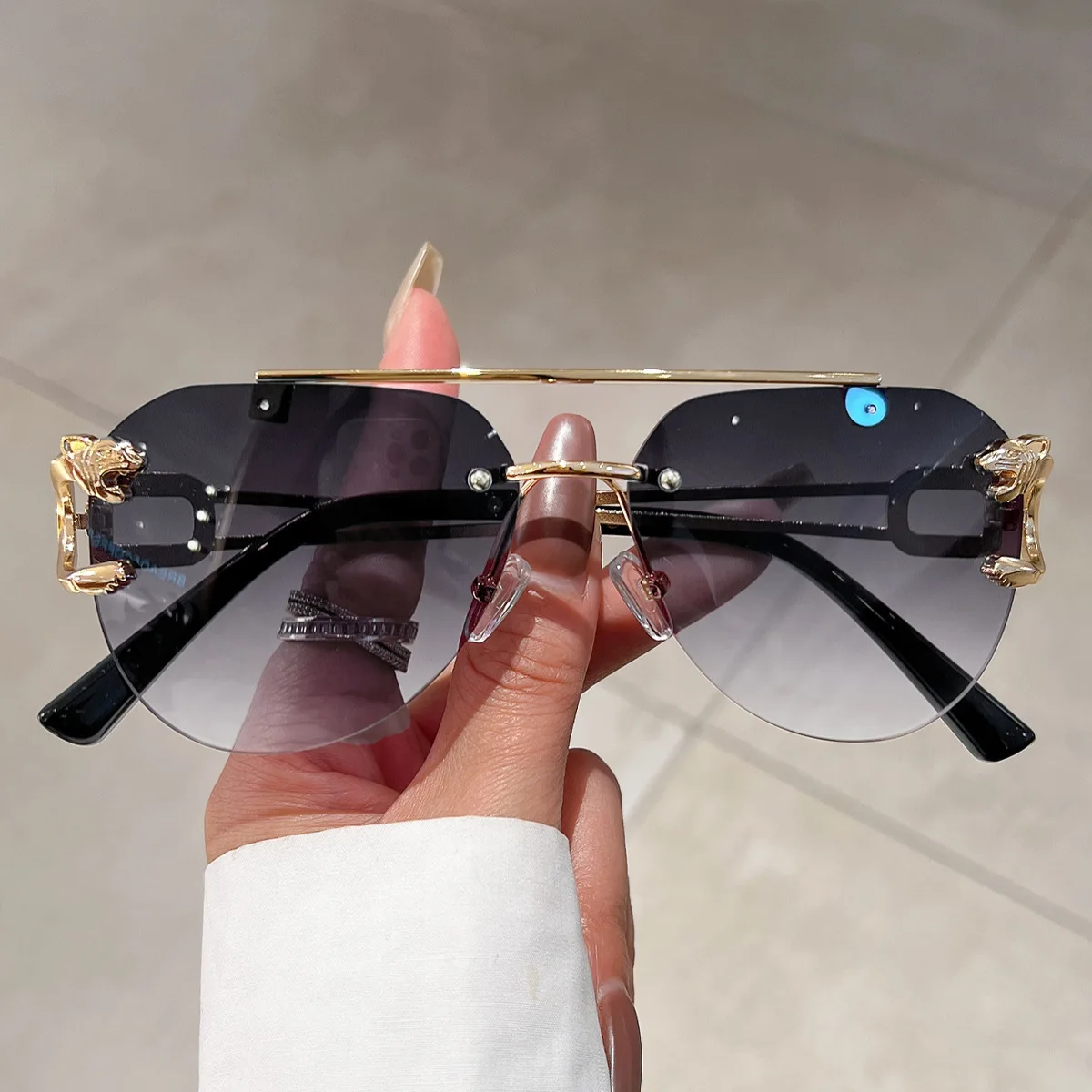 Luxury Rimless Vintage Oversized Women's Sunglasses