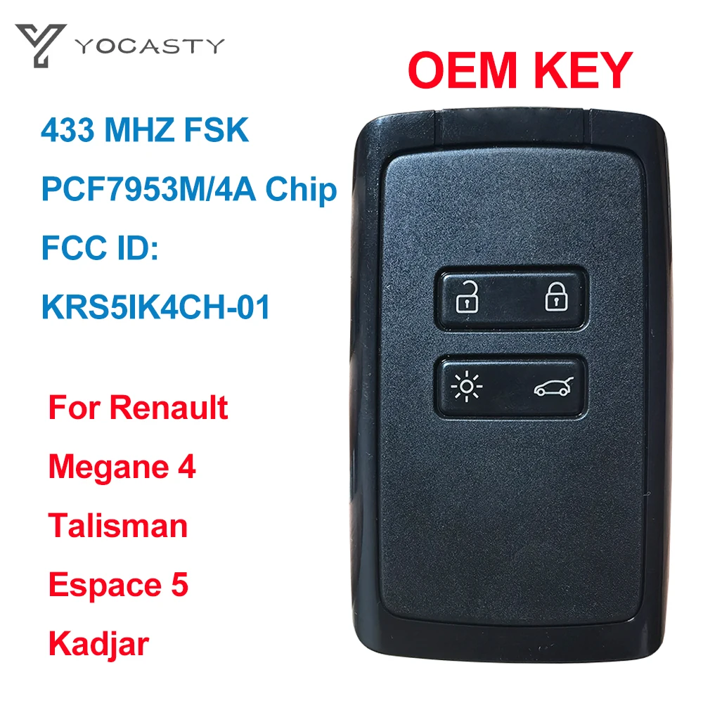 

Оригинальный ключ для смарт-карты OEM для Renault Megane 4 Talisman Espace 5 Kadjar 2016 2017 2018 2019 МГц 4A