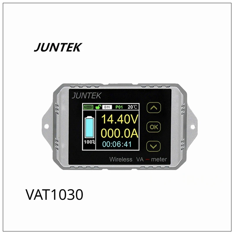 

Беспроводной амперметр напряжения JUNTEK VAT1030, 100 в, 30 А, измеритель емкости автомобильного аккумулятора, 12 В, 24 В, 48 В, счетчик кулонов, счетчик ва