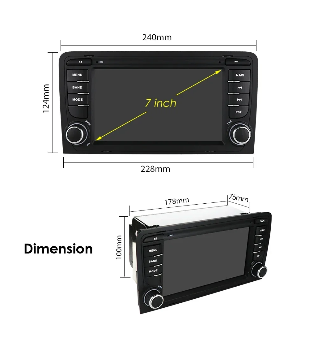 Autoradio Audi A3 8P,S3,RS3,Sportback tactile GPS Bluetooth