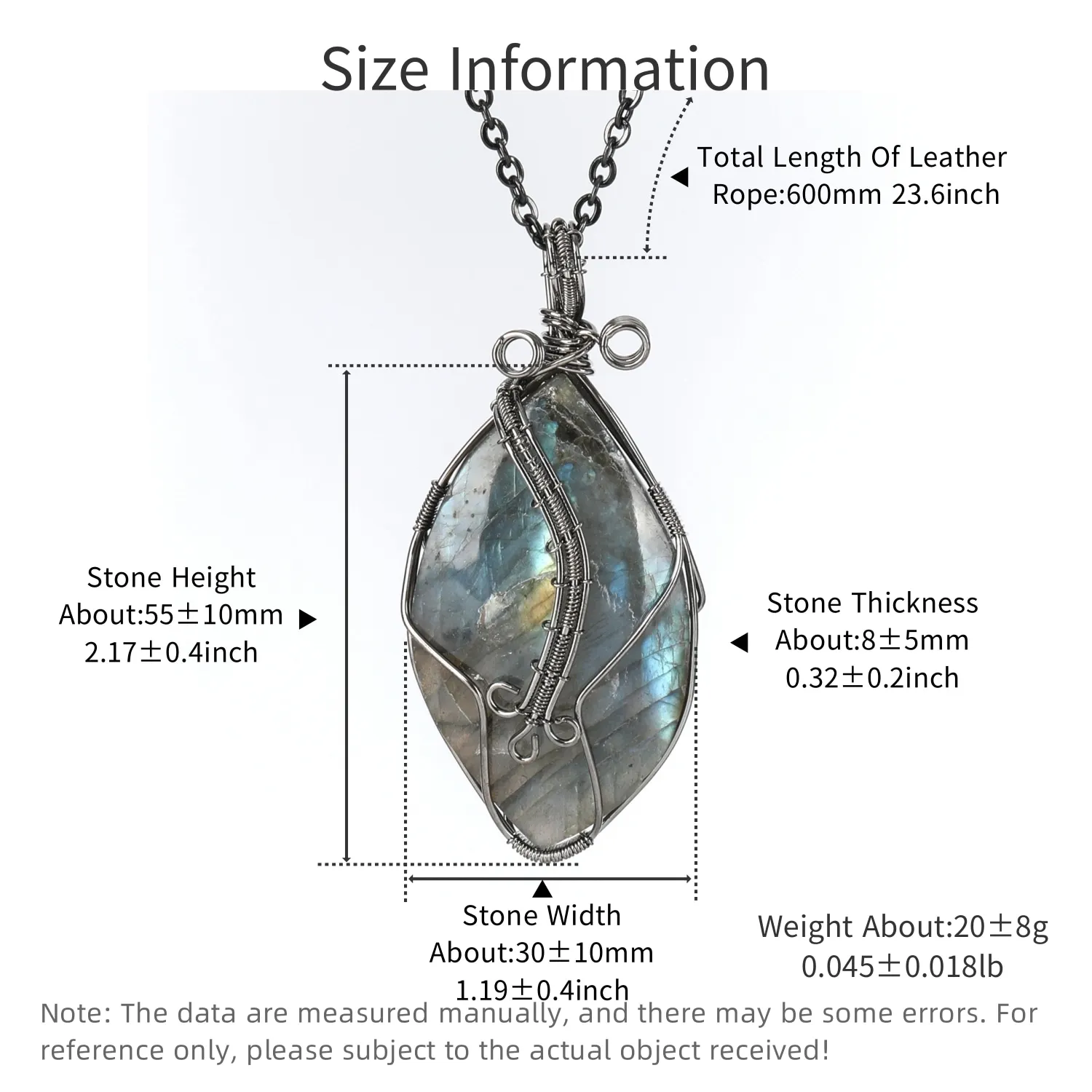 VGDS Unique Natural Crystal Labradorite Stone Handmade Wire Wrapped Charms Pendants Necklaces Retro Fashion Men Women Jewelry 2