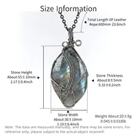 VGDS Unique Natural Crystal Labradorite Stone Handmade Wire Wrapped Charms Pendants Necklaces Retro Fashion Men Women Jewelry 2